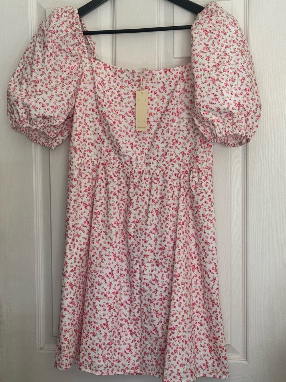 Copper Key Adorable Pink Floral Puff-Sleeve Dress